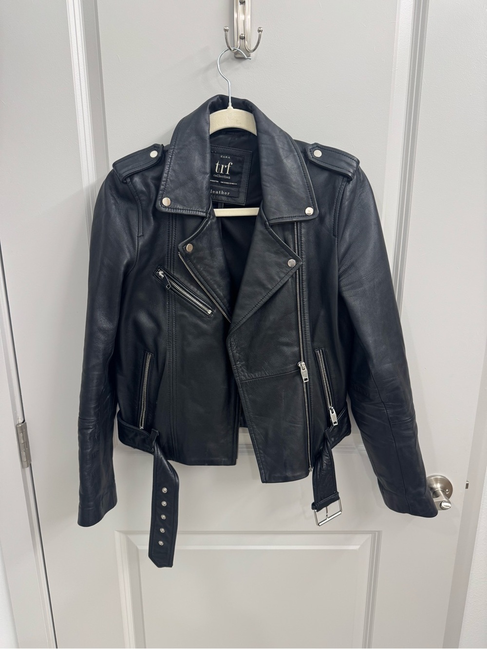 Zara Black Leather Moto Jacket